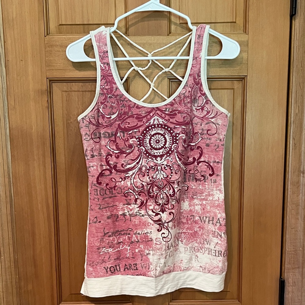 Vanity Pink and Cream Graphic Tank Top